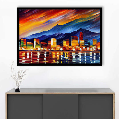 Reno Nevada Skyline Painting Canvas, Reno Painting Wall Art, Sport Gift Art, Framed Art Print Wall Decor