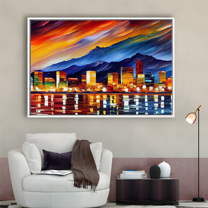 Reno Nevada Skyline Painting Canvas, Reno Painting Wall Art, Sport Gift Art, Framed Canvas Print Wall Art
