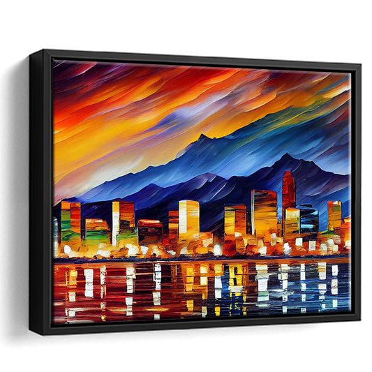 Reno Nevada Skyline Painting Canvas, Reno Painting Wall Art, Sport Gift Art, Framed Canvas Print Wall Art