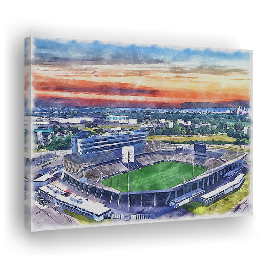 Rentschler Field WaterColor, East Hartford Connecticut Watercolor, Sport Art, Gifts for him, Canvas Print Wall Art
