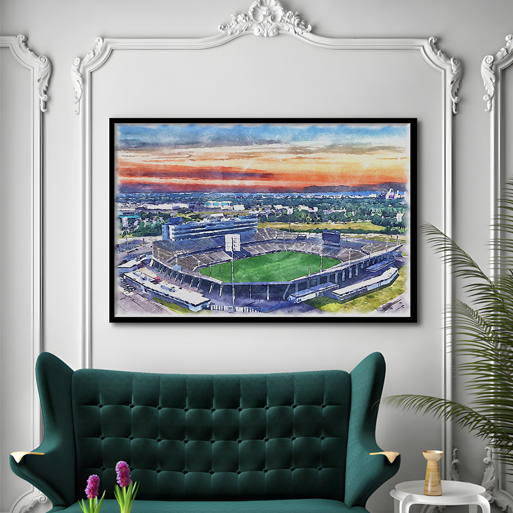 Rentschler Field WaterColor, East Hartford Connecticut Watercolor, Sport Gift Art, Framed Art Print Wall Decor