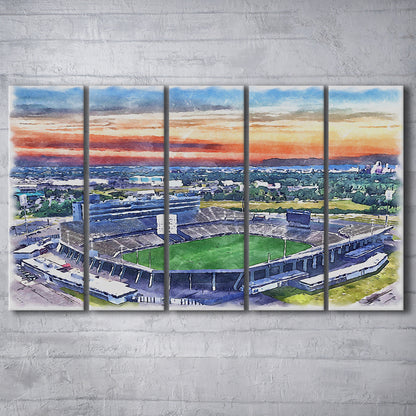 Rentschler Field WaterColor, East Hartford Connecticut Watercolor, Sport Art, Extra Large Canvas Print Wall Art