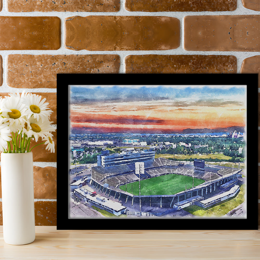Rentschler Field WaterColor, East Hartford Connecticut Watercolor, Sport Gift Art, Framed Art Print Wall Decor