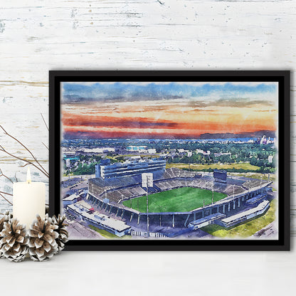 Rentschler Field WaterColor, East Hartford Connecticut Watercolor, Sport Gift Art, Framed Canvas Print Wall Art