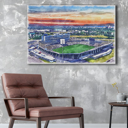 Rentschler Field WaterColor, East Hartford Connecticut Watercolor, Sport Art, Gifts for him, Canvas Print Wall Art