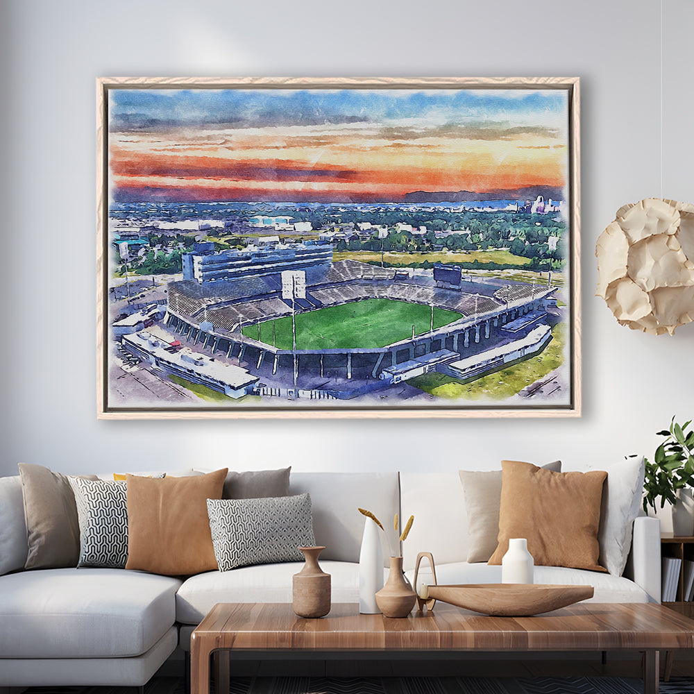 Rentschler Field WaterColor, East Hartford Connecticut Watercolor, Sport Gift Art, Framed Canvas Print Wall Art
