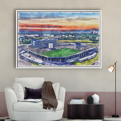 Rentschler Field WaterColor, East Hartford Connecticut Watercolor, Sport Gift Art, Framed Canvas Print Wall Art