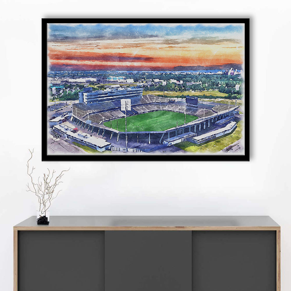 Rentschler Field WaterColor, East Hartford Connecticut Watercolor, Sport Gift Art, Framed Art Print Wall Decor