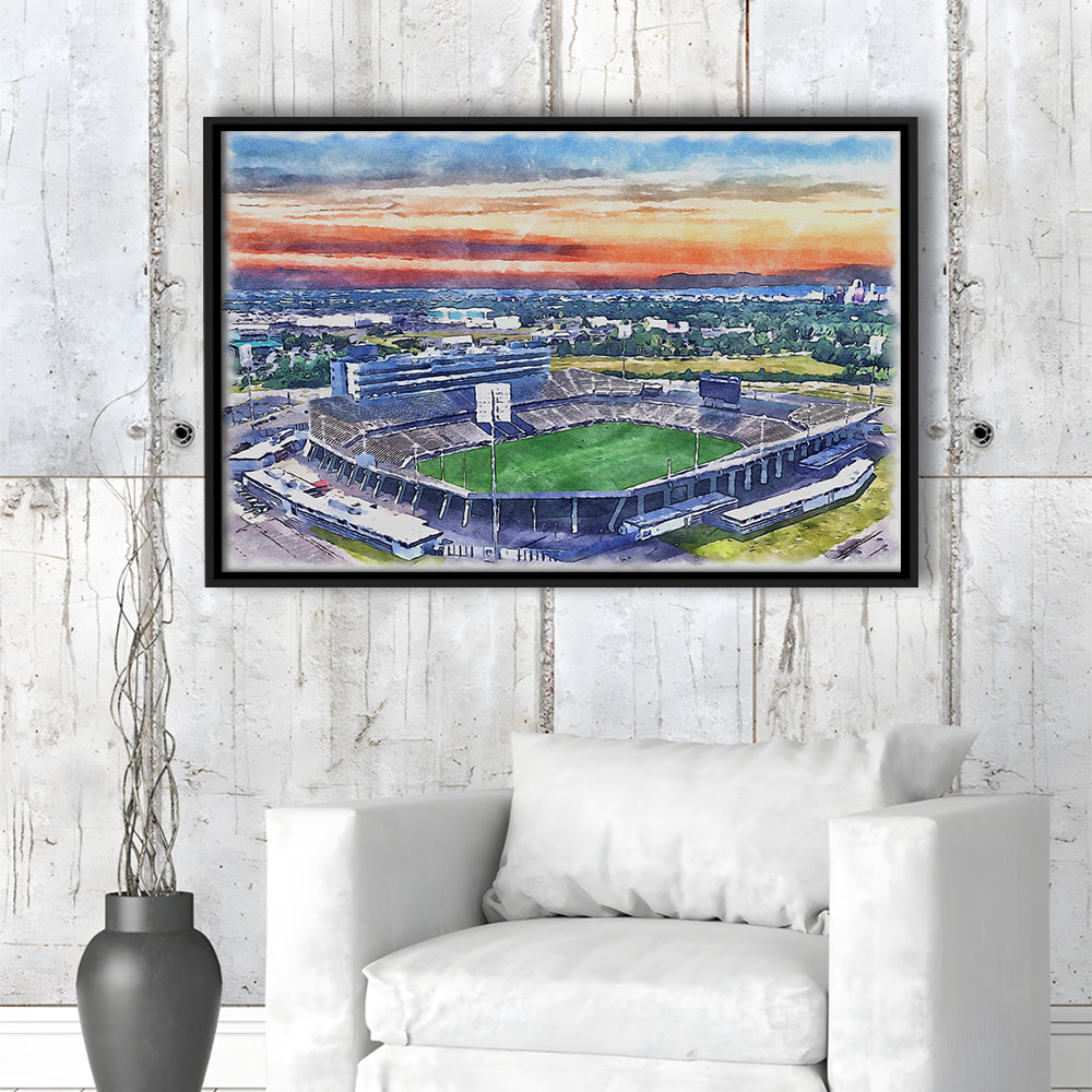 Rentschler Field WaterColor, East Hartford Connecticut Watercolor, Sport Gift Art, Framed Canvas Print Wall Art