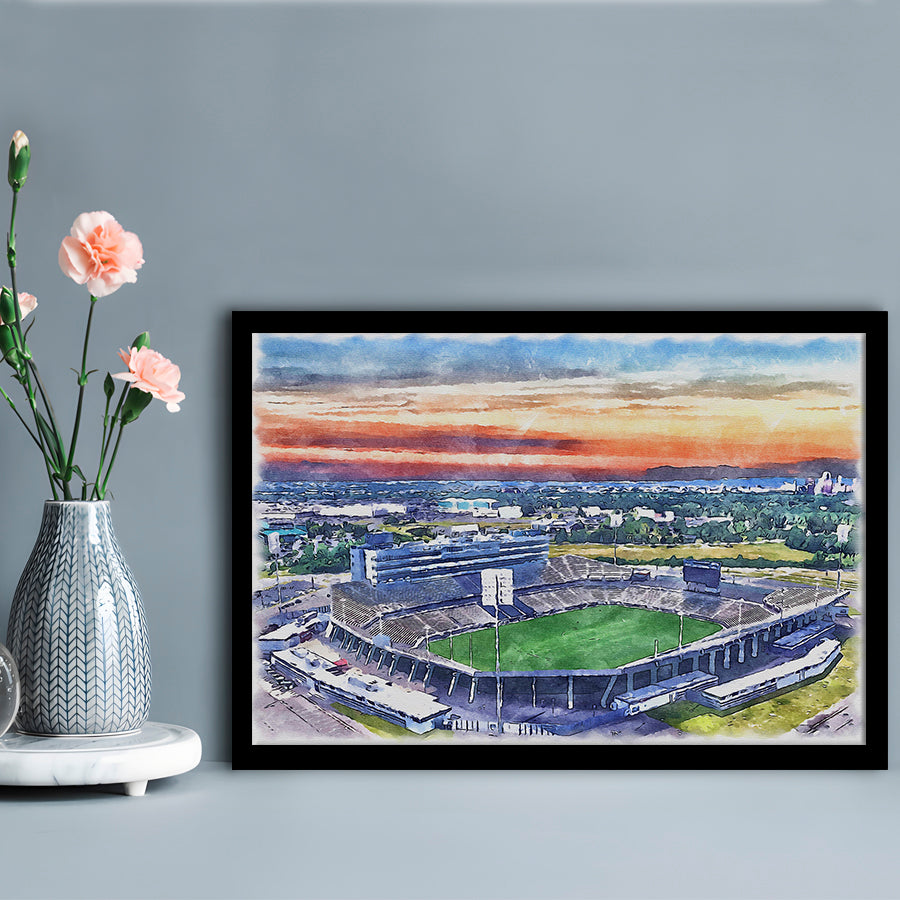 Rentschler Field WaterColor, East Hartford Connecticut Watercolor, Sport Gift Art, Framed Art Print Wall Decor