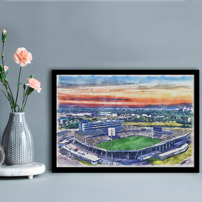 Rentschler Field WaterColor, East Hartford Connecticut Watercolor, Sport Gift Art, Framed Art Print Wall Decor