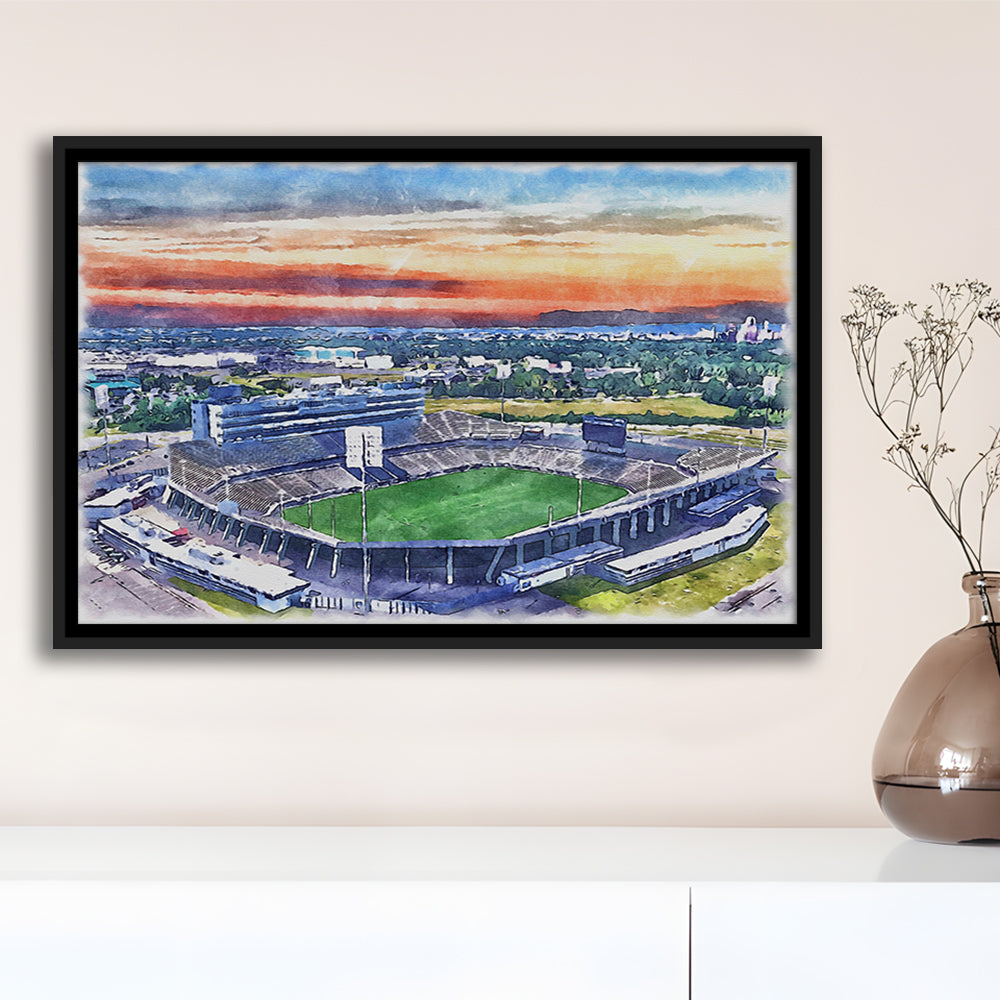 Rentschler Field WaterColor, East Hartford Connecticut Watercolor, Sport Gift Art, Framed Canvas Print Wall Art