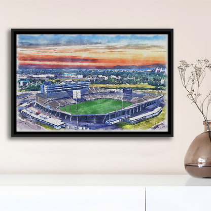Rentschler Field WaterColor, East Hartford Connecticut Watercolor, Sport Gift Art, Framed Canvas Print Wall Art