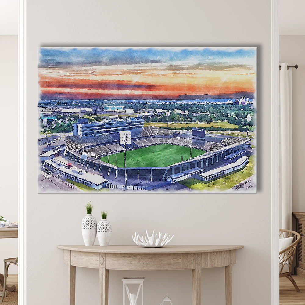 Rentschler Field WaterColor, East Hartford Connecticut Watercolor, Sport Art, Gifts for him, Canvas Print Wall Art