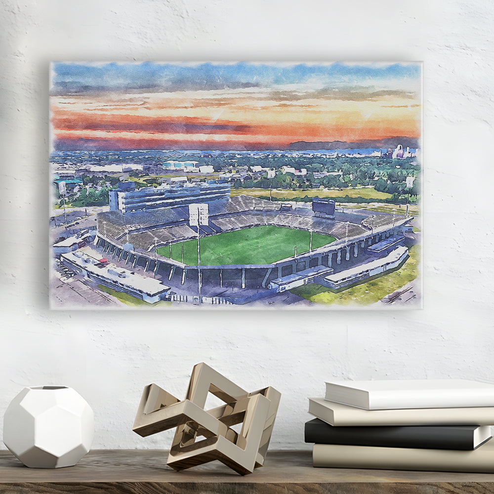Rentschler Field WaterColor, East Hartford Connecticut Watercolor, Sport Art, Gifts for him, Canvas Print Wall Art