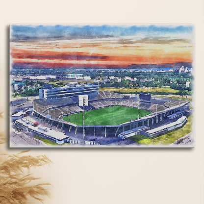Rentschler Field WaterColor, East Hartford Connecticut Watercolor, Sport Art, Gifts for him, Canvas Print Wall Art