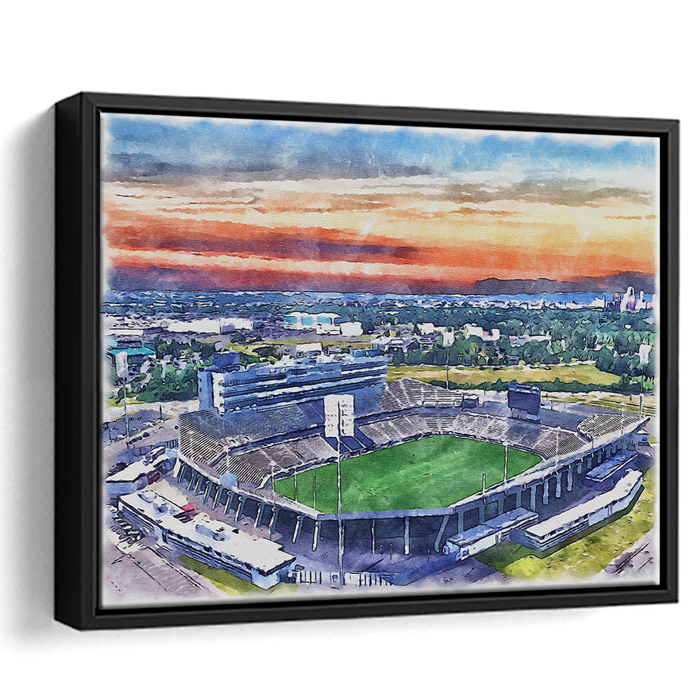 Rentschler Field WaterColor, East Hartford Connecticut Watercolor, Sport Gift Art, Framed Canvas Print Wall Art