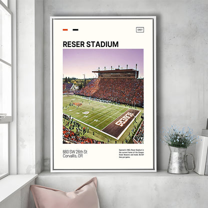Reser Stadium Print, Oregon State Beavers Stadium Canvas Art, Man Cave Gift, Floating Framed Canvas Print Wall Art
