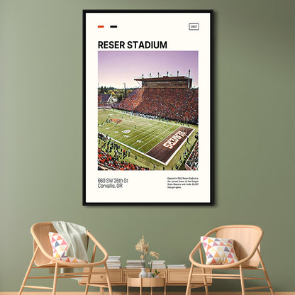 Reser Stadium Print, Oregon State Beavers Stadium Canvas Art, Man Cave Gift, Floating Framed Canvas Print Wall Art