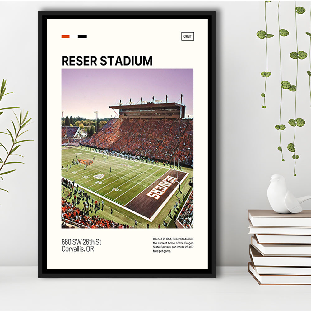 Reser Stadium Print, Oregon State Beavers Stadium Canvas Art, Man Cave Gift, Floating Framed Canvas Print Wall Art
