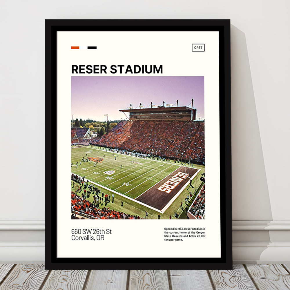 Reser Stadium Print, Oregon State Beavers Stadium Canvas Art, Man Cave Gift, Floating Framed Canvas Print Wall Art