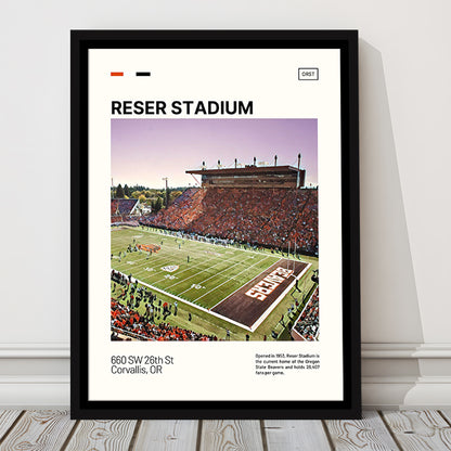 Reser Stadium Print, Oregon State Beavers Stadium Canvas Art, Man Cave Gift, Floating Framed Canvas Print Wall Art