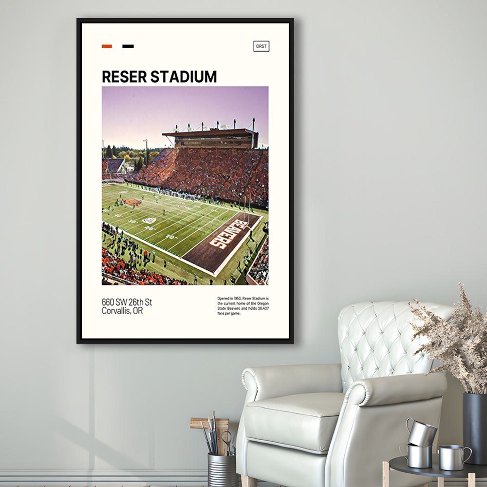 Reser Stadium Print, Oregon State Beavers Stadium Canvas Art, Man Cave Gift, Floating Framed Canvas Print Wall Art