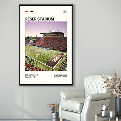 Reser Stadium Print, Oregon State Beavers Stadium Canvas Art, Man Cave Gift, Floating Framed Canvas Print Wall Art