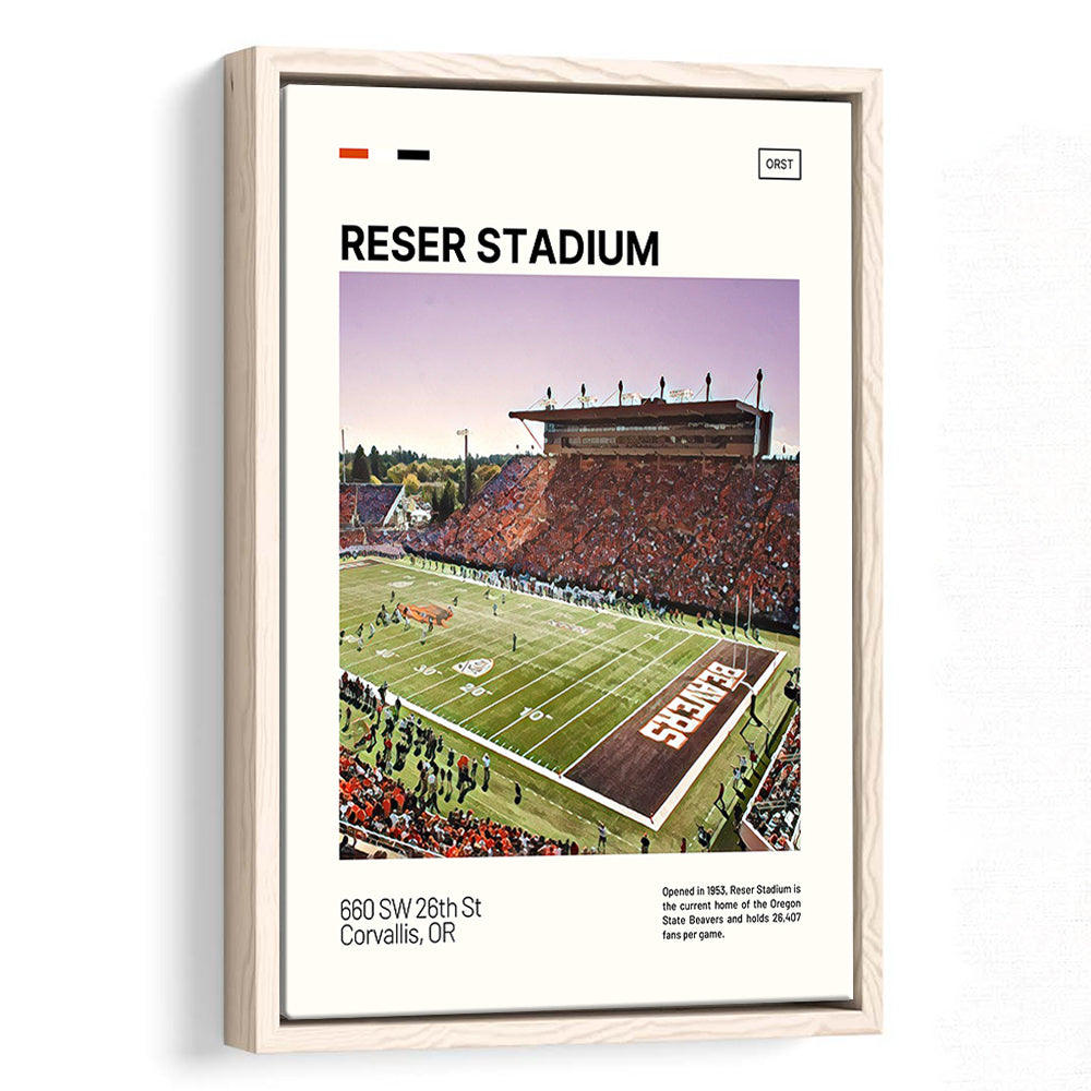 Reser Stadium Print, Oregon State Beavers Stadium Canvas Art, Man Cave Gift, Floating Framed Canvas Print Wall Art