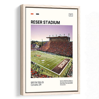 Reser Stadium Print, Oregon State Beavers Stadium Canvas Art, Man Cave Gift, Floating Framed Canvas Print Wall Art