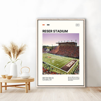 Reser Stadium Print, Oregon State Beavers Stadium Canvas Art, Man Cave Gift, Floating Framed Canvas Print Wall Art