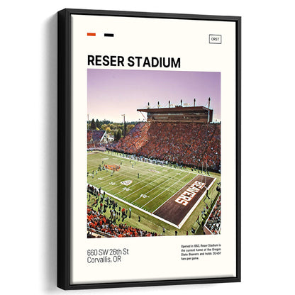 Reser Stadium Print, Oregon State Beavers Stadium Canvas Art, Man Cave Gift, Floating Framed Canvas Print Wall Art