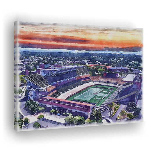 Reser Painting Stadium Watercolor, Corvallis Oregon Watercolor, Sport Art, Gifts for him, Canvas Print Wall Art