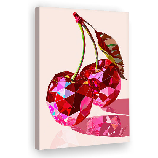Retro Cherries Art Print Pink Cherries Vintage Dorm Room Valentine's Day Decor , Canvas Print Wall Art, Wall Decor, Painting Canvas