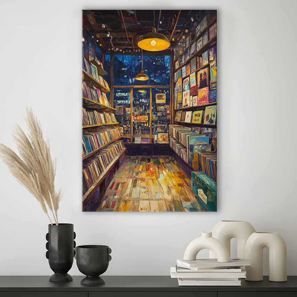 Retro Vinyl Record Store  Print, Retro Music Artwork, Album Cover Art, Gift Idea, Canvas Print, Canvas Decor