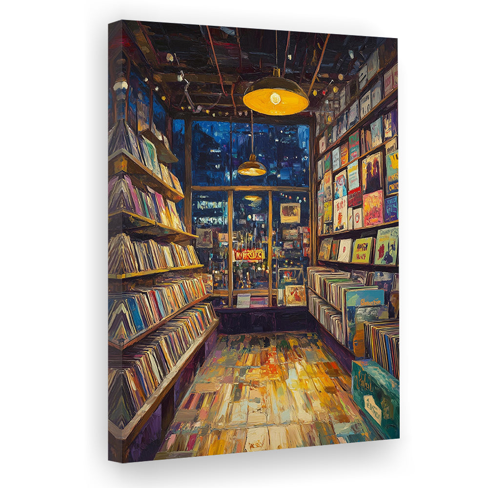 Retro Vinyl Record Store  Print, Retro Music Artwork, Album Cover Art, Gift Idea, Canvas Print, Canvas Decor