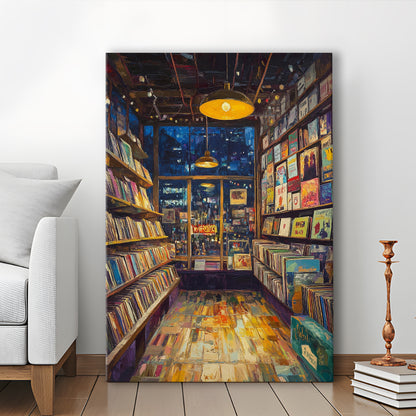 Retro Vinyl Record Store  Print, Retro Music Artwork, Album Cover Art, Gift Idea, Canvas Print, Canvas Decor