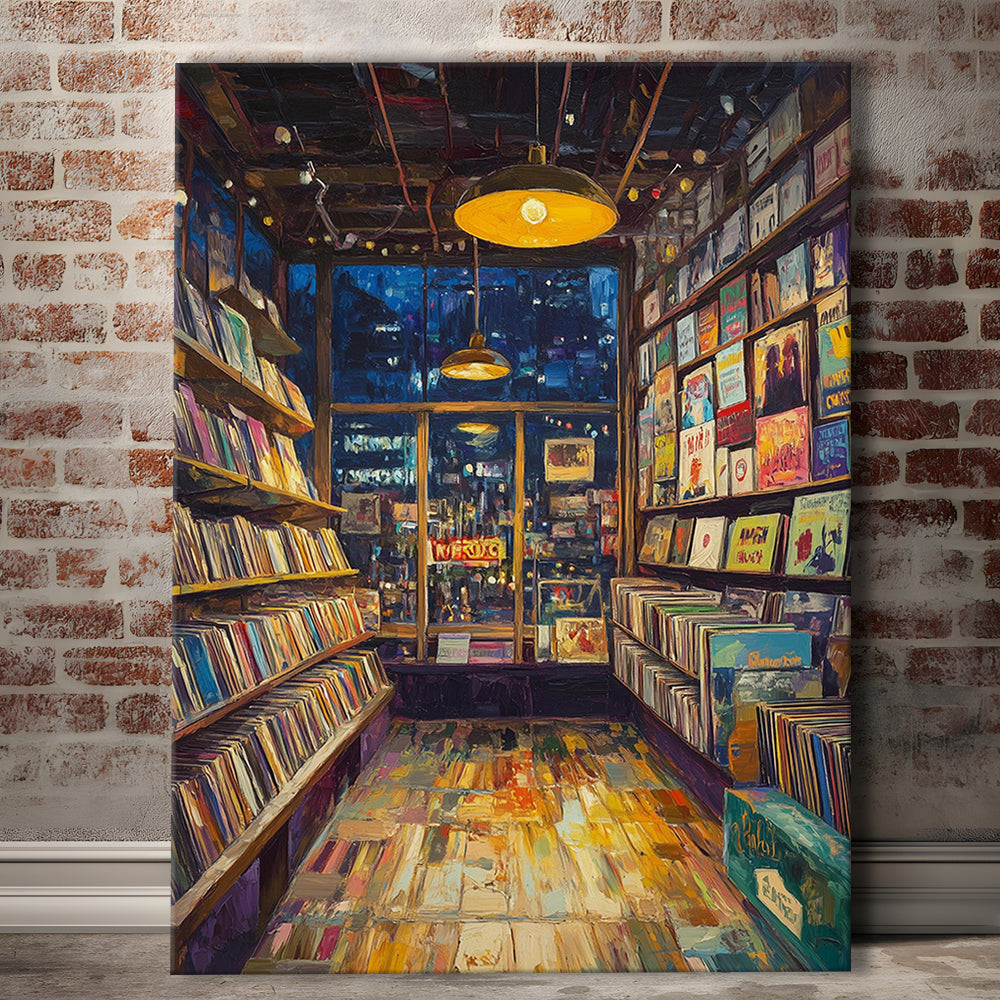 Retro Vinyl Record Store  Print, Retro Music Artwork, Album Cover Art, Gift Idea, Canvas Print, Canvas Decor
