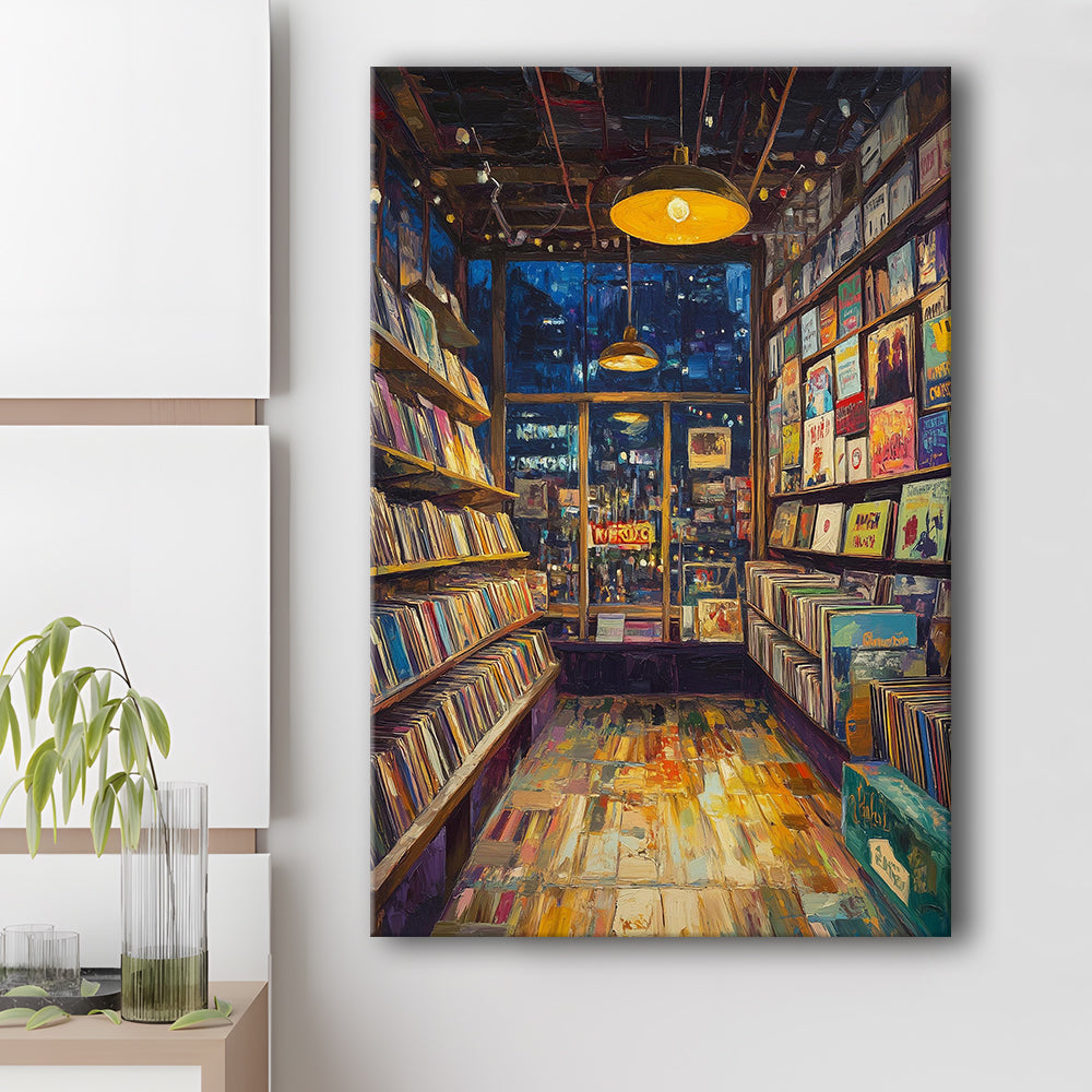 Retro Vinyl Record Store  Print, Retro Music Artwork, Album Cover Art, Gift Idea, Canvas Print, Canvas Decor