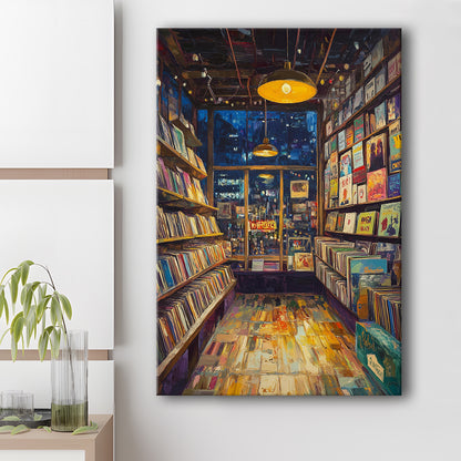 Retro Vinyl Record Store  Print, Retro Music Artwork, Album Cover Art, Gift Idea, Canvas Print, Canvas Decor