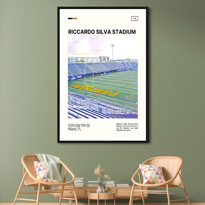 Riccardo Silva Stadium Print, FIU Panthers Stadium Canvas Art, Man Cave Gift, Floating Framed Canvas Print Wall Art