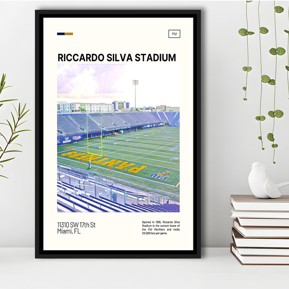 Riccardo Silva Stadium Print, FIU Panthers Stadium Canvas Art, Man Cave Gift, Floating Framed Canvas Print Wall Art