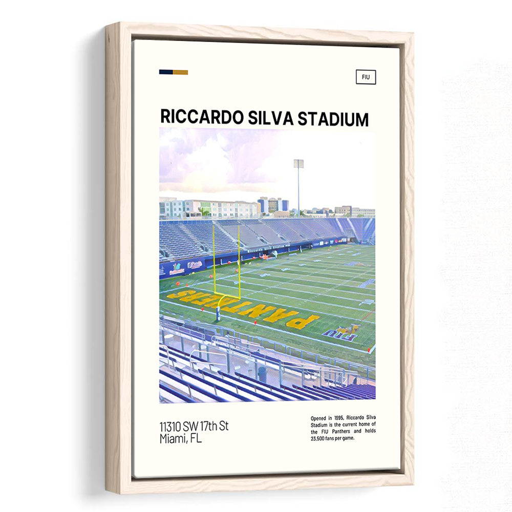 Riccardo Silva Stadium Print, FIU Panthers Stadium Canvas Art, Man Cave Gift, Floating Framed Canvas Print Wall Art