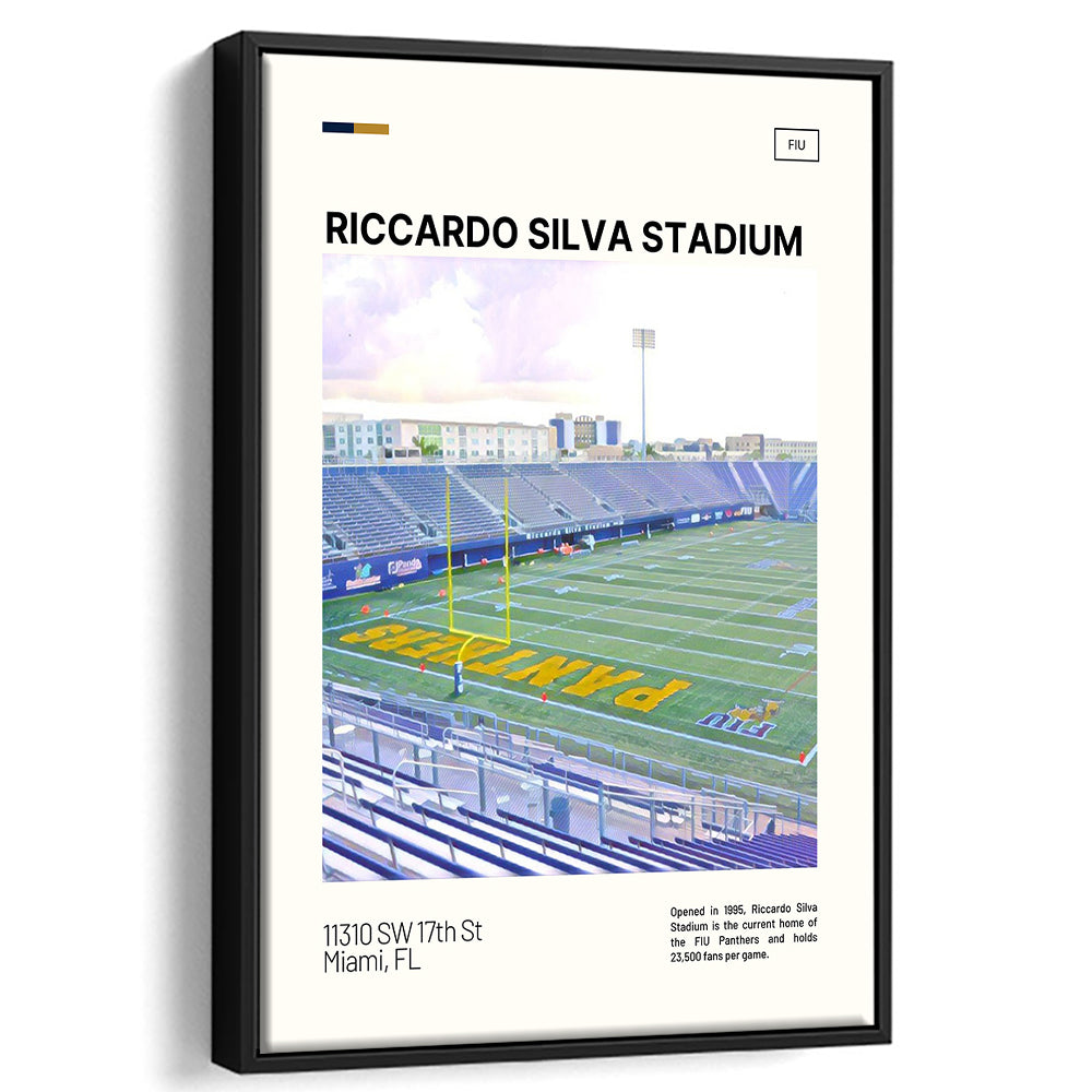 Riccardo Silva Stadium Print, FIU Panthers Stadium Canvas Art, Man Cave Gift, Floating Framed Canvas Print Wall Art