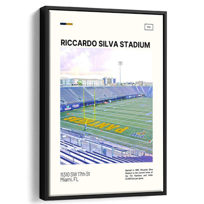 Riccardo Silva Stadium Print, FIU Panthers Stadium Canvas Art, Man Cave Gift, Floating Framed Canvas Print Wall Art