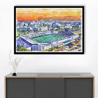 Riccardo Silva Painting Stadium Watercolor, University Park Florida, Sport Gift Art, Framed Art Print Wall Decor