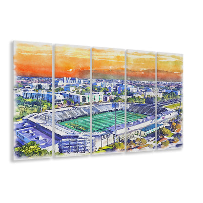 Riccardo Silva Painting Stadium Watercolor, University Park Florida, Sport Art, Extra Large Canvas Print Wall Art