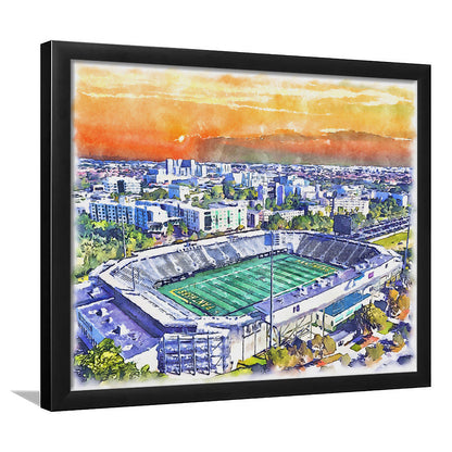 Riccardo Silva Painting Stadium Watercolor, University Park Florida, Sport Gift Art, Framed Art Print Wall Decor