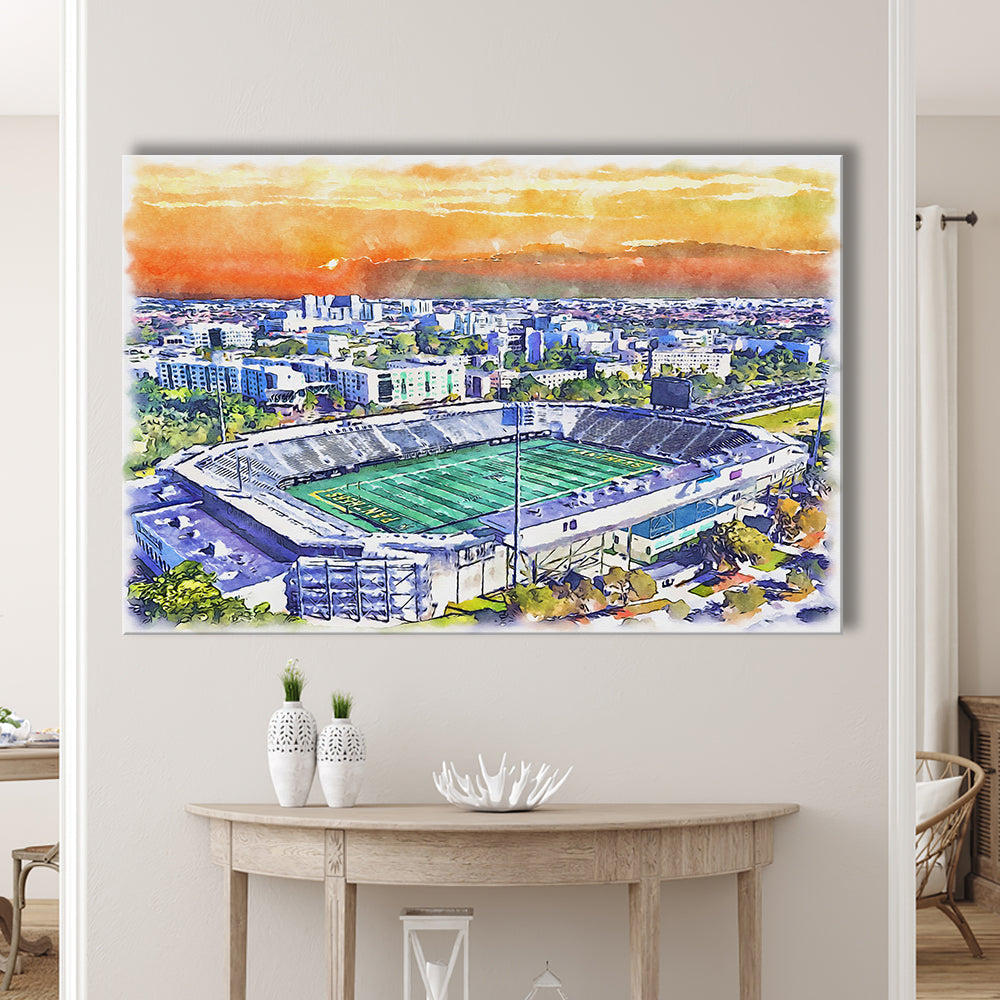 Riccardo Silva Painting Stadium Watercolor, University Park Florida, Sport Art, Gifts for him, Canvas Print Wall Art
