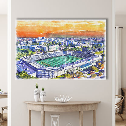 Riccardo Silva Painting Stadium Watercolor, University Park Florida, Sport Art, Gifts for him, Canvas Print Wall Art